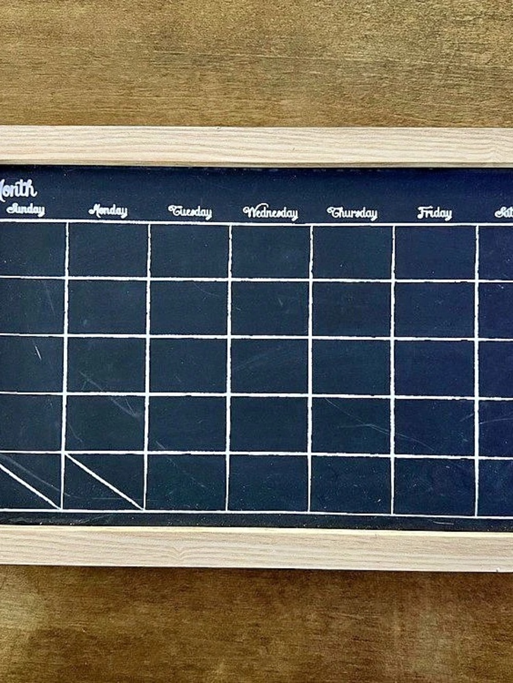 Monthly Calendar Chalkboard Framed Weekly Chalkboard Calendar